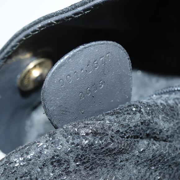 GUCCI Bamboo Shoulder Bag Suede 2way Black Gold 001 1577 Auth 144229 - Picture 12 of 16